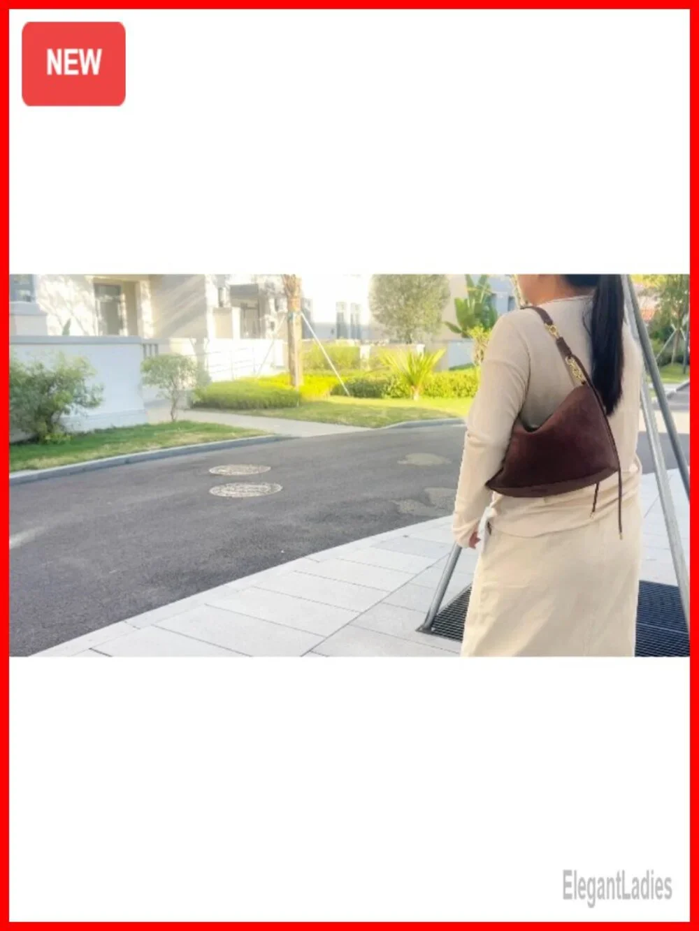 Faux Suede Hobo Shoulder Bag with Adjustable Strap
